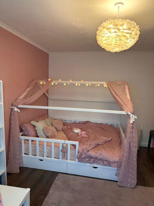 Pat casuta Montessori, pat lemn masiv, pat copiii