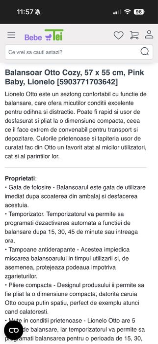 Leagăn electric Lionelo