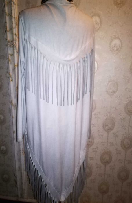 Cartigan texan cu franjuri gri perlat, deosebit