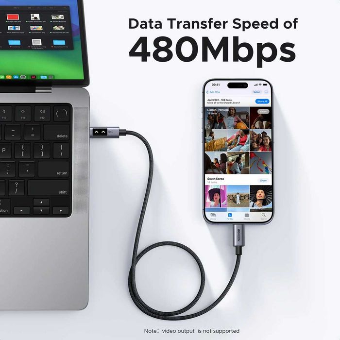 UGREEN UNO L509 Кабель USB-C to USB-C с LED-дисплеем for iPhone 16 17