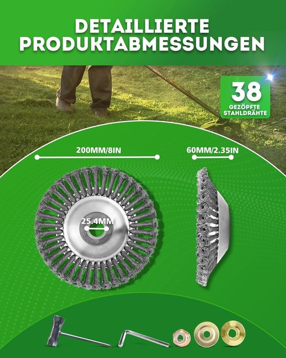 Ф20см Стомана телена четка за градински косачки и тримери