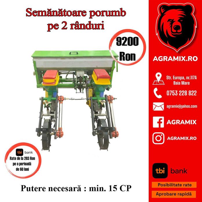 Semanatoare porumb model SUCCES 2 randuri nou Agramix