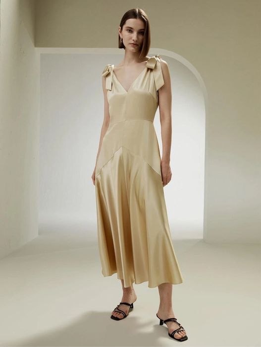 Rochie aurie LilySilk matase naturala