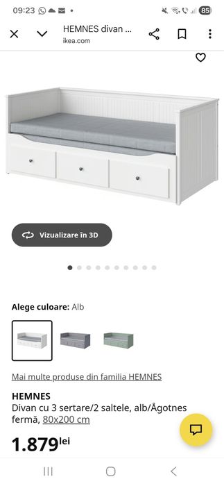 Pat extensibil Divan IKEA alb