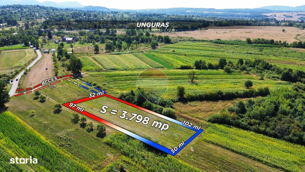 Teren intravilan 3798mp | UNGURAS MARAMURES LA 50M DE ASFALT