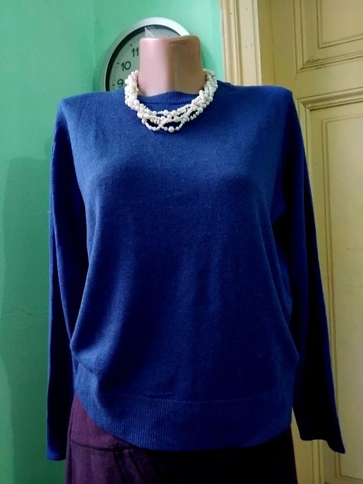 Pulover matase si lana , albastru cerneala