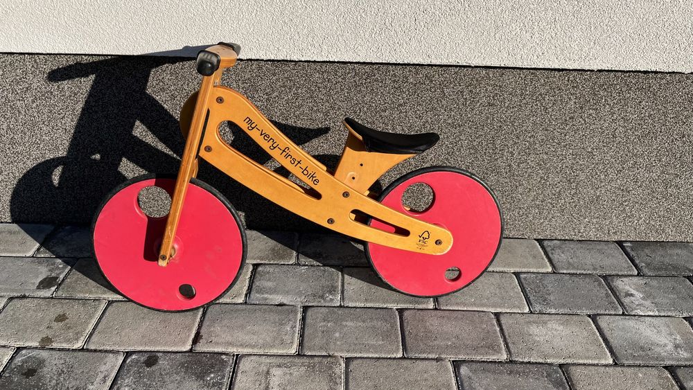 Bicicleta copii , fara pedale , lemn , prima bicicleta 2-4 ani
