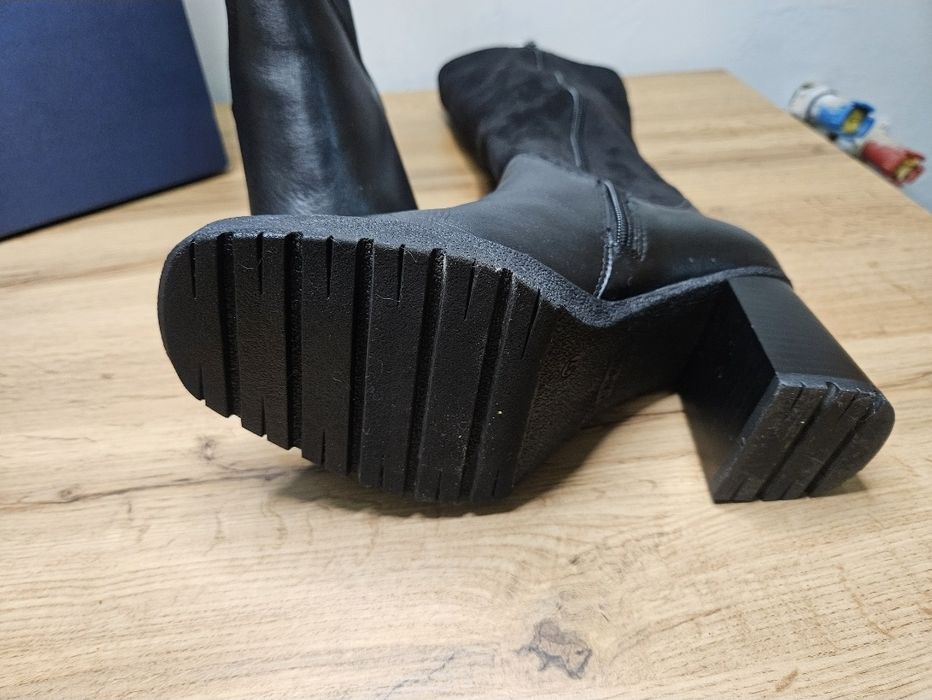 Ботуши Caprice 37 черни кожа и велур