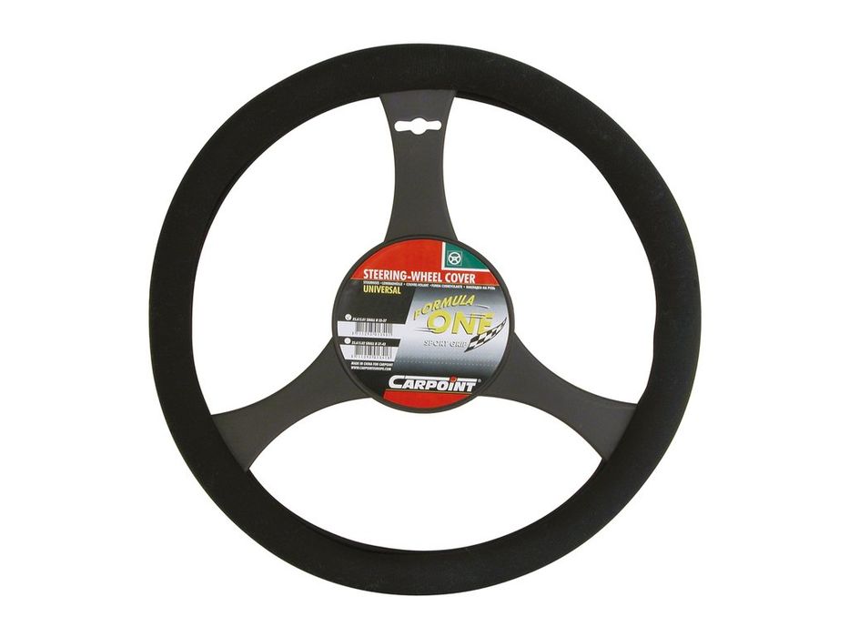 Husa volan Carpoint neagra, material textil cu interior antiderapant, pentru volane mici 36 cm