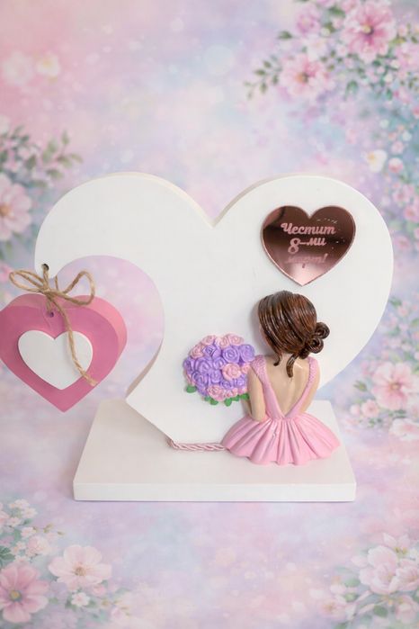 Сърца с надпис “Честит празник” или Честит 8-ми март”