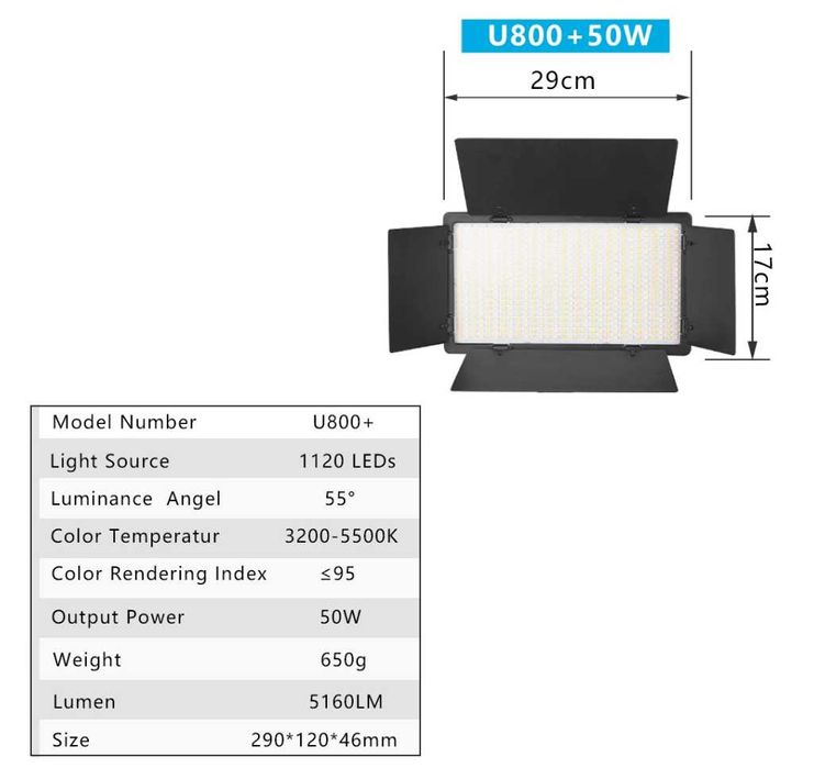 Постоянно лед осветление 50W LED Panel + 2 батерии х 2200ah