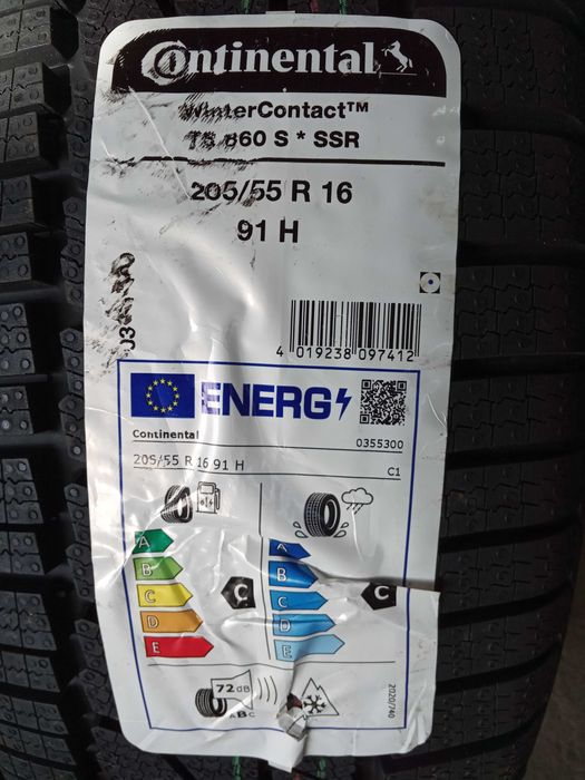 2 Нови зимни гуми 205/55 R16 Continental WC TS860S * SSR RUNFLAT 91H
