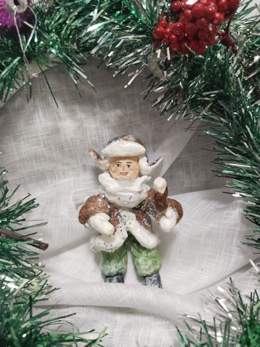 Ёлочные игрушки из ваты.