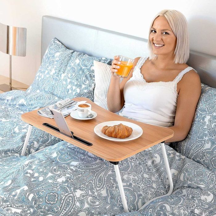 Masuta servire la pat cu suport pentru telefon sau tableta 60x27x40 cm