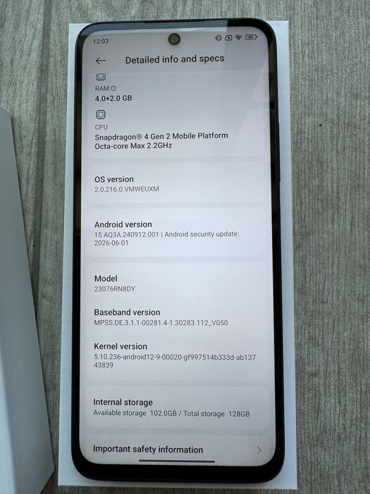 Smartphone Xiaomi Redmi 12 5G, ca nou, cutie completa, perfect functional