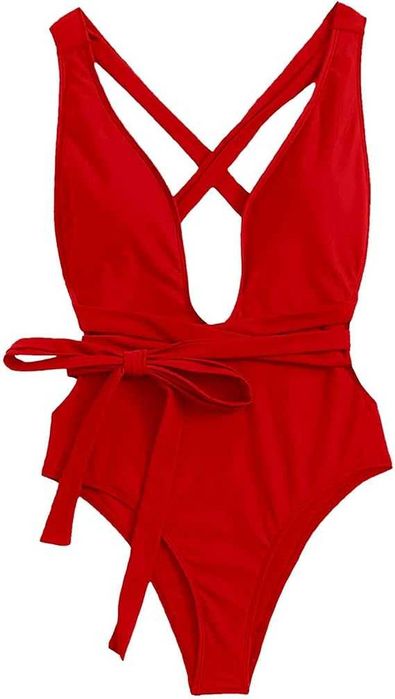 Costum de Baie Întreg Damă Retro, Control Abdominal, Push-Up, Floral Roșu, S