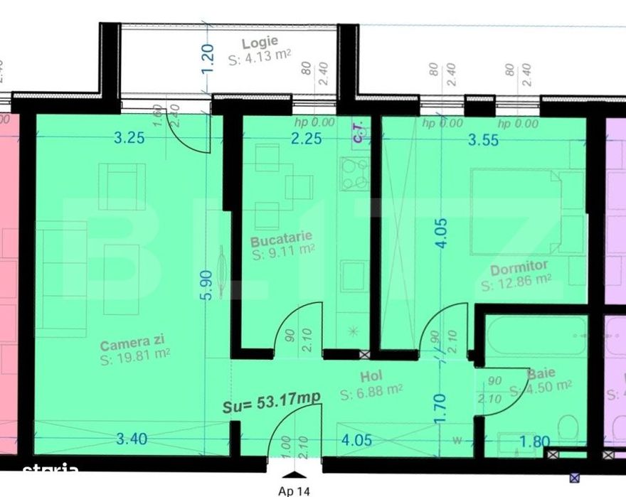 ​Apartament 2 Camere, 53mp | Zona Aradului | Etaj 1
