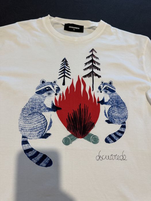 Tricou Dsquared2 alb imprimeu M L original