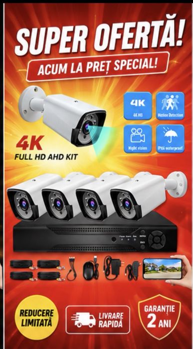 Vindem si Montam Camere Supraveghere Video KIT Complet 4/8/12 CAMERE