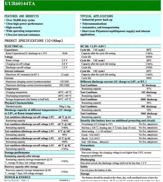 Продавам батерии LTO литий титанат Lishen 2 5v 18ah