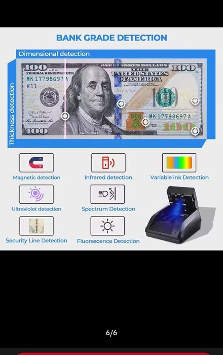 Детектор за проверка на пари евро и долари.