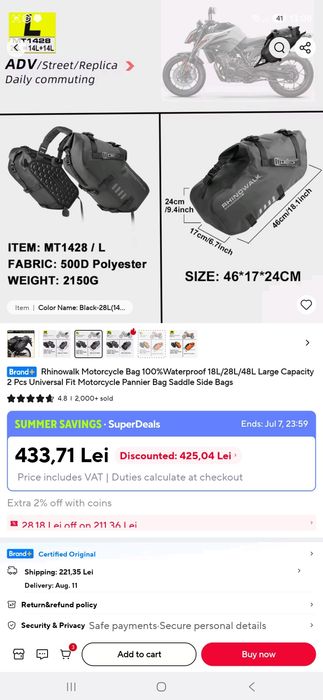 Genți motocicleta laterale rhinowalk 48l