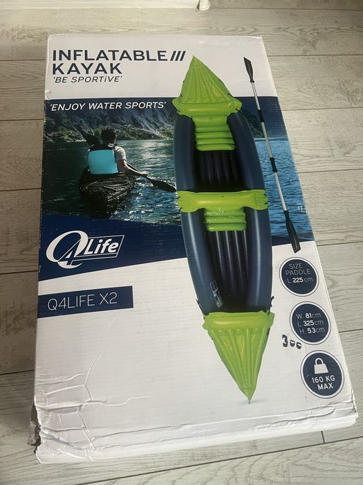 Caiac gonflabil Q4life x2 , o vasla si o pompa