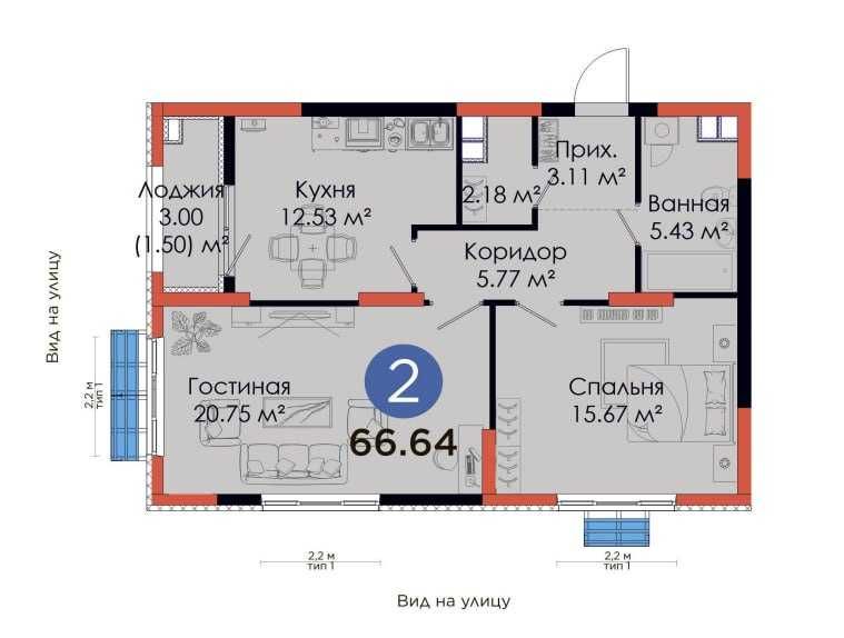2-комн Business у круга Жомий — готовый дом, скидка 35% (М)