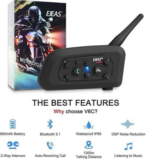 EJEAS V6C блутуд интерком за рефери