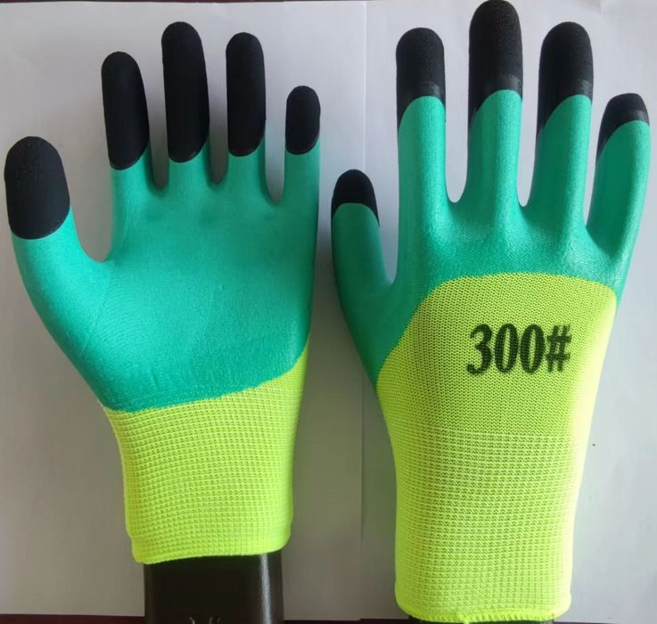 Перчатки двойной облив салатовые усиленные пальцы  Оптом из Первых рук