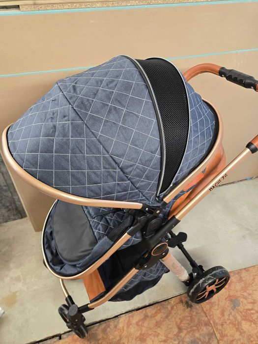 Бебешка количка 3 в 1, синьо