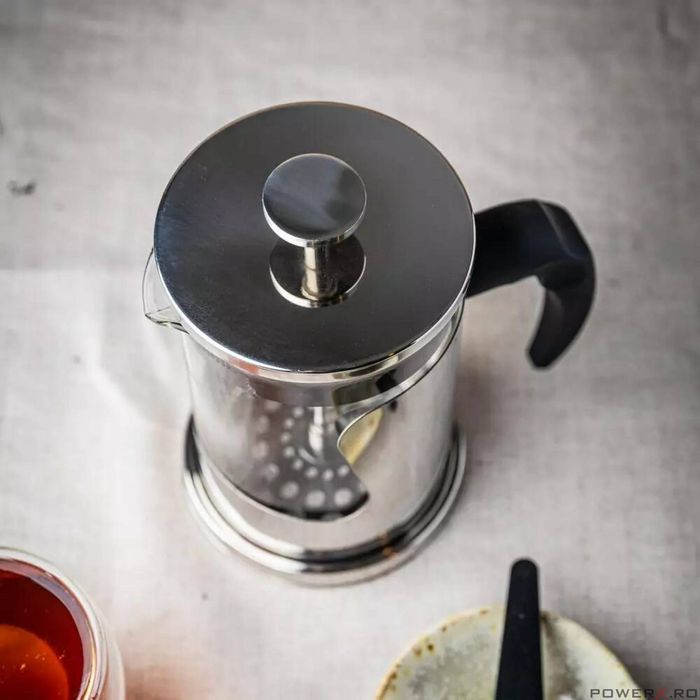 Infuzor cu presa, din sticla si inox, 0.35L, pentru ceai, Kinghoff