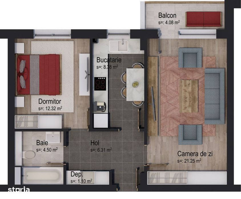 Apartament cu 2 camere Rainbow by Casa Nobel