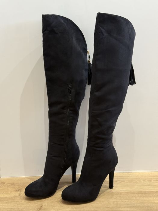 Велурени ботуши над коляното, 38 номер