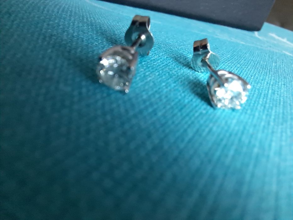 Cercei aur alb 14 k cu diamante naturale