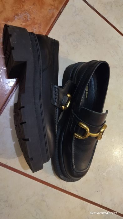 Pantofi lord din piele narurala, negri, nr. 39