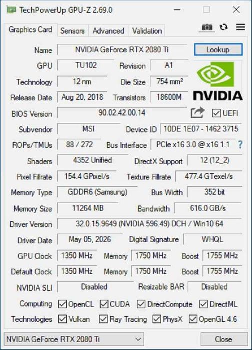 RTX 2080 Ti Gaming X TRIO