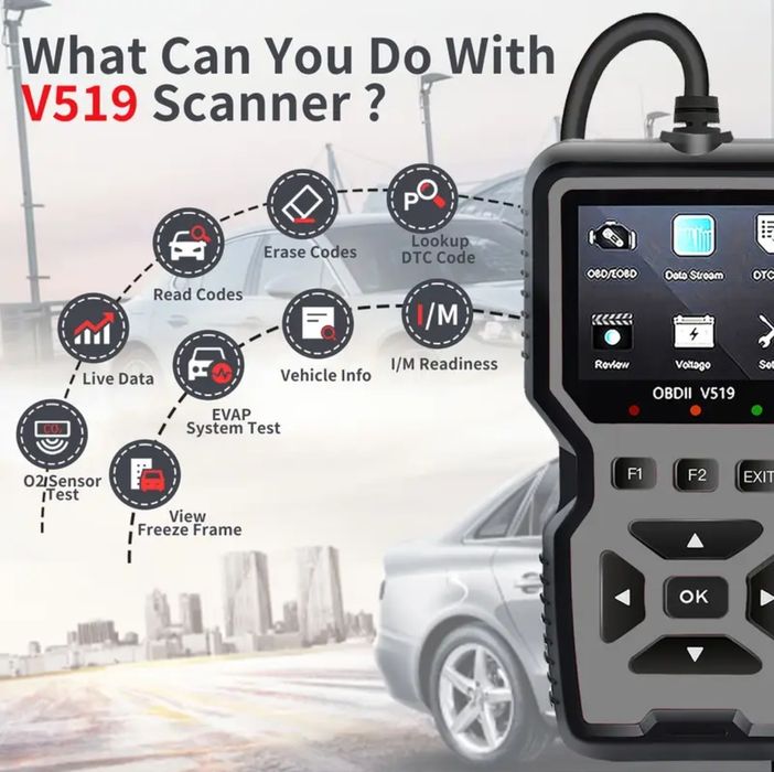 Сканер автомобильный, OBD2 v519