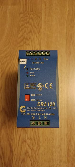 Sursă de alimentare șină DIN Chinfa DRA120 (24V, 5A, 120W) – Utilizată