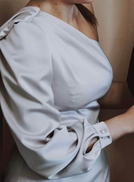 Rochie lungă roz pudrat