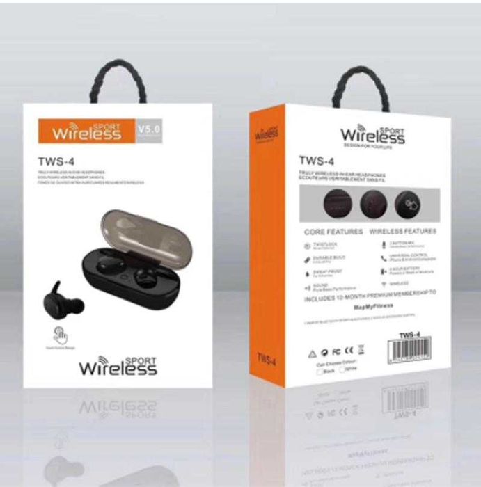 Безжични Слушалки, Tws 4, Earbuds, Черни