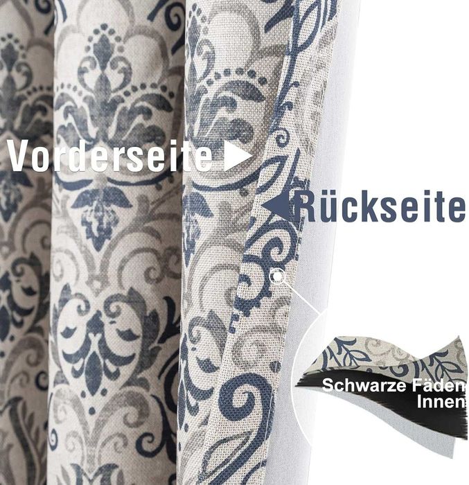 TOPICK Комплект от 2 непрозрачни завеси, 130 х 175 см