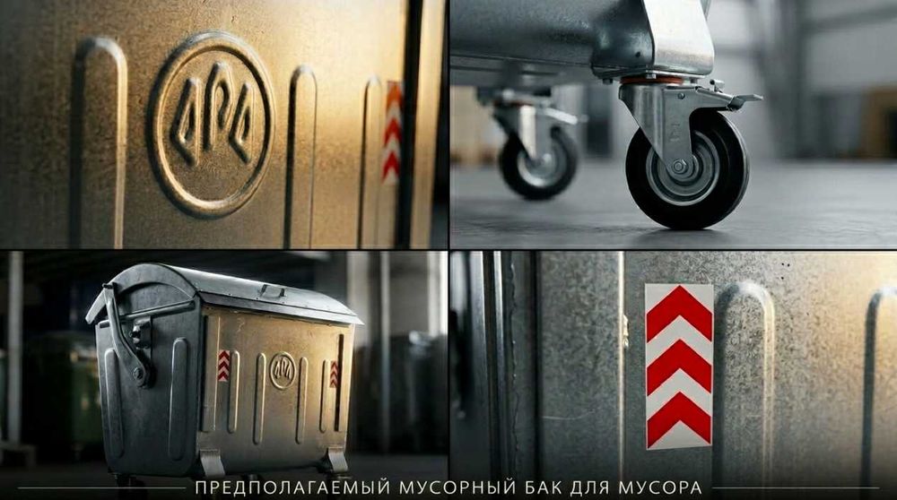 Мусорный контейнер 1100 л из оцинкованного металла