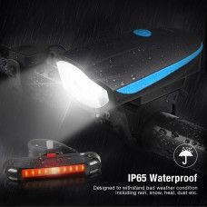 Set lumini bicicletă + buzzer multiton impermeabile reincarcabile USB