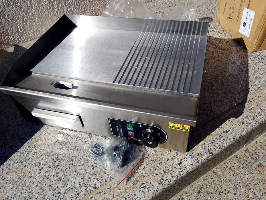 grill gratar plita  inox neted-striat electric putere 3kw 230v  nou