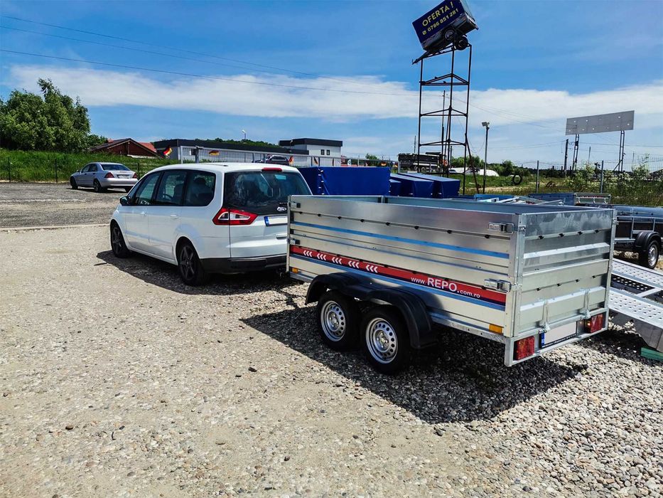 Remorca 750 kg doua axe  Repo,auto,moto,atv,nr rosu, asigurare RAR Nou