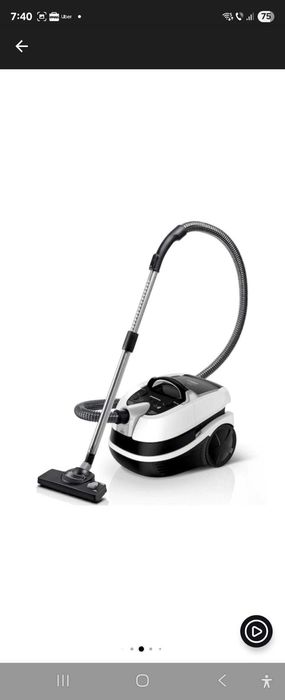 Aspirator cu spalare Bosch BWD421PRO, 2100 W, Filtru Hepa, Perii Turbo si parchet, Reglare electronica a puterii, Alb/Negru