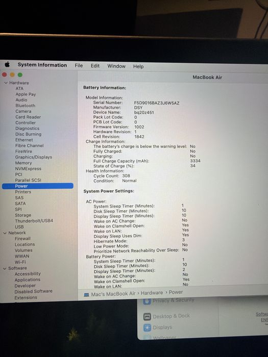 Laptop Macbook Air 2018 i5 8gb 256ssd