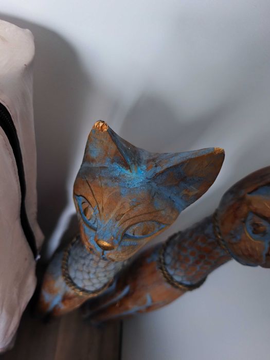 Дървени антични статуетки на котки 80 см високи