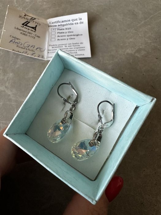 Сребърни обеци 925 с кристал – със сертификат